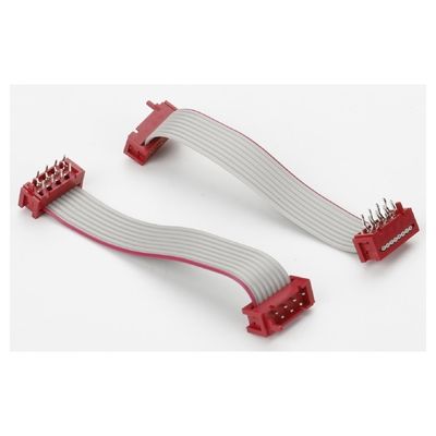 PVCポリエステル 28AWGフラットケーブル 1.27mm マイクロコネクタ 8ピンIDCケーブル