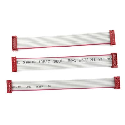 PVCポリエステル 28AWGフラットケーブル 1.27mm マイクロコネクタ 8ピンIDCケーブル