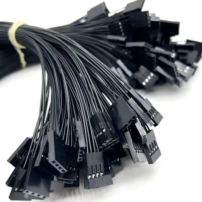 2.54mm ピッチ 4ピン デュポンケーブル組 UL1007 24awg 黒 オーダーメイド長さ