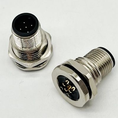 M12 5ピン 女性と男性のパネルマウント マルチピン円形ケーブル接続器 防水
