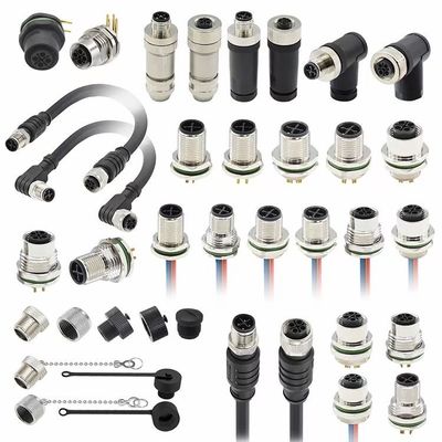 M12シリーズ 円形接続器 男性プラグ 5ピン 後ろスクリュー パネル設置 M16*1.5 PG9