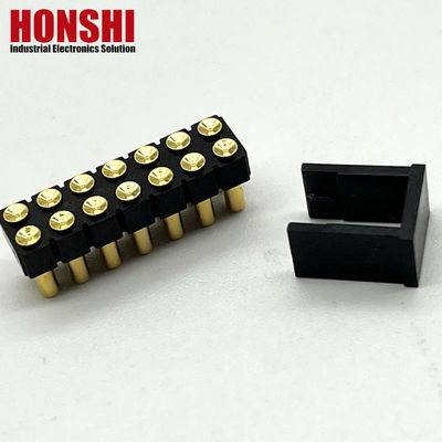 2.54mm 高電流ポゴピンコネクタ 女性 2x7P 金付H2.5 SMTタイプ PCB用