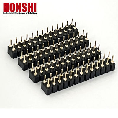 2.54mm 双列PCB H3.0mm 7.4mm 直角銅 機械製 丸い女性ヘッダーコネクタ
