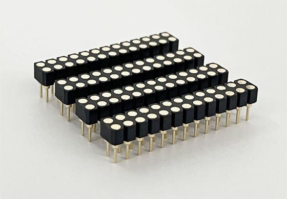 2.54mm 双列PCB H3.0mm 7.4mm 直角銅 機械製 丸い女性ヘッダーコネクタ