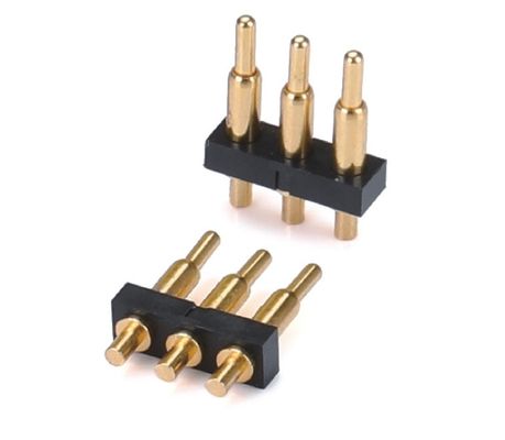 シングルロー3ピン 1.5mmディップタイプ 金属塗装 青銅ポゴピン 接続器 2.54mmピッチ