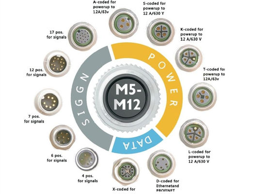 M12シリーズ 円形ワイヤ接続ソケット 12ピン 後部スクリューパネルのマウント