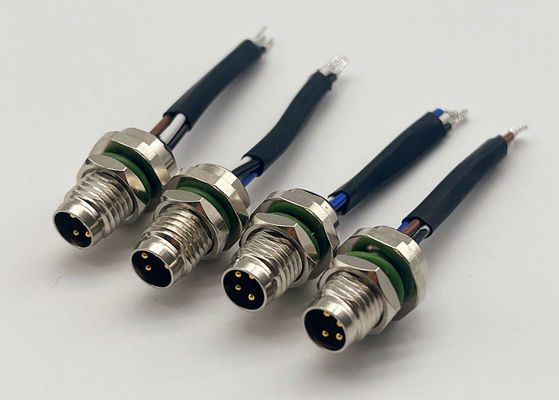 4ピンの円形ワイヤ接続器 後ろスクリューマウント M8 パネルマウント接続器