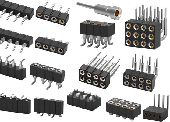 二重列PCB丸ピンヘッダーコネクタ 機械製 女性ヘッダー 1.27mm 2.0mm 2.54mm