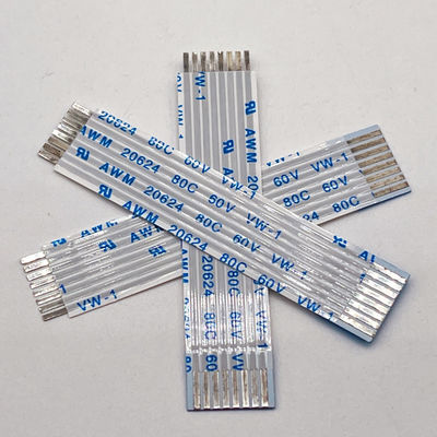 UL20624 1.25mm 8Pin FFC リボンケーブル 80C 60V 100mm リボン柔軟フラットケーブル