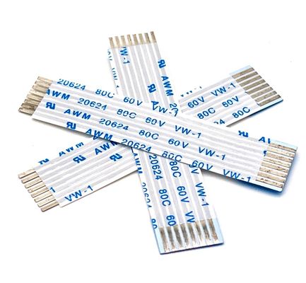 UL20624 1.25mm 8Pin FFC リボンケーブル 80C 60V 100mm リボン柔軟フラットケーブル