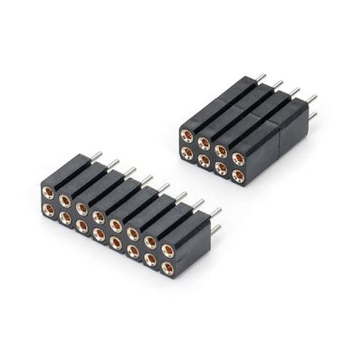 2.54mm 双列H7.0mm SMT PCB 青銅 機械製 丸い 女性 ヘッダーコネクタ PA6T 黒