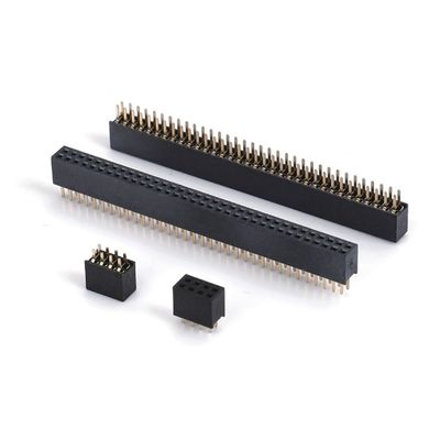 1.0 女性 ヘッダ ディープ ダブル ロー 直 PA6T 黒 2ピン-100ピン 板から板への接続器