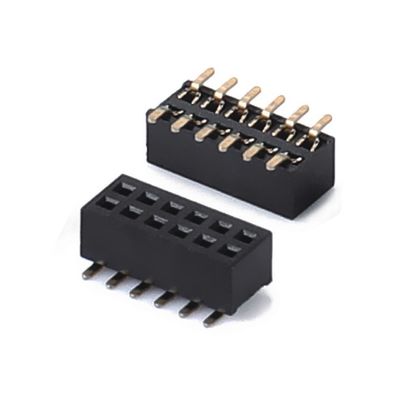 1.0 女性 ヘッダ ディープ ダブル ロー 直 PA6T 黒 2ピン-100ピン 板から板への接続器