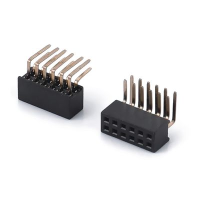 1.0 女性 ヘッダ ディープ ダブル ロー 直 PA6T 黒 2ピン-100ピン 板から板への接続器