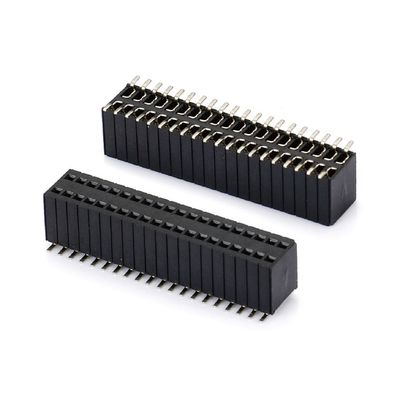 1.0 女性 ヘッダ ディープ ダブル ロー 直 PA6T 黒 2ピン-100ピン 板から板への接続器