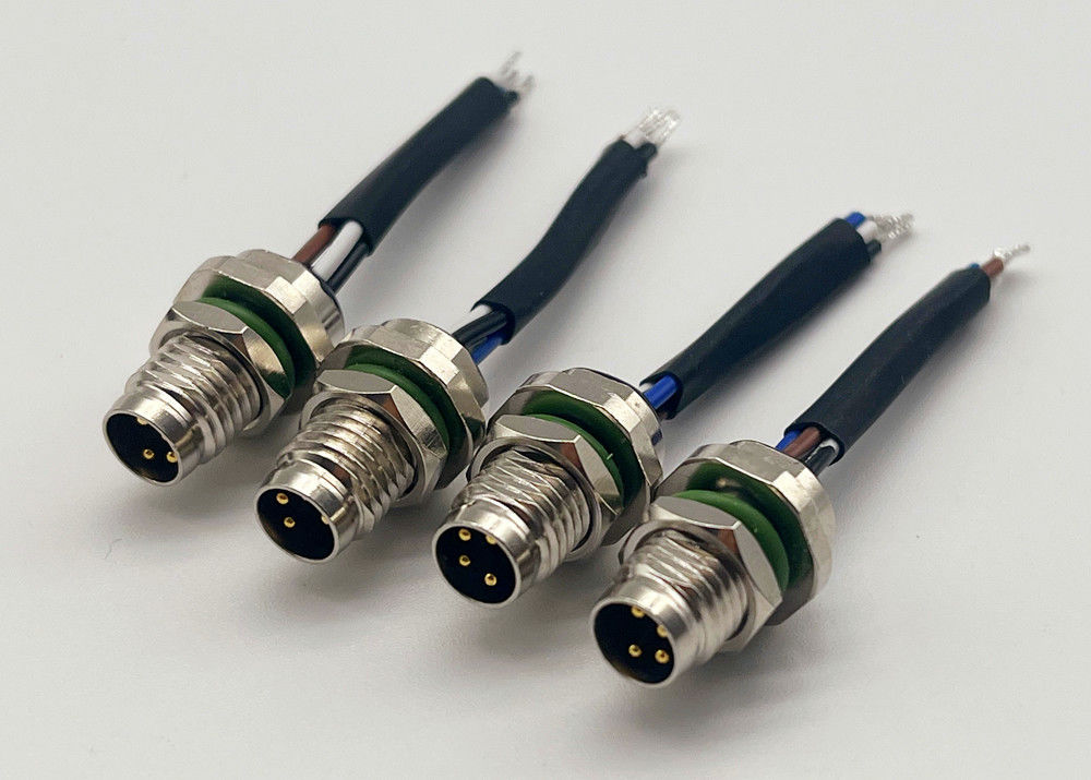 4ピンの円形ワイヤ接続器 後ろスクリューマウント M8 パネルマウント接続器