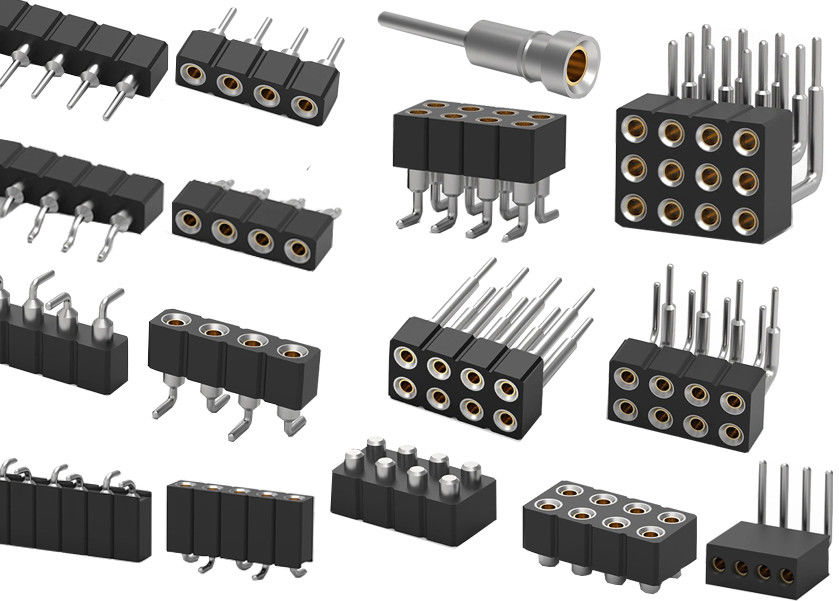 二重列PCB丸ピンヘッダーコネクタ 機械製 女性ヘッダー 1.27mm 2.0mm 2.54mm