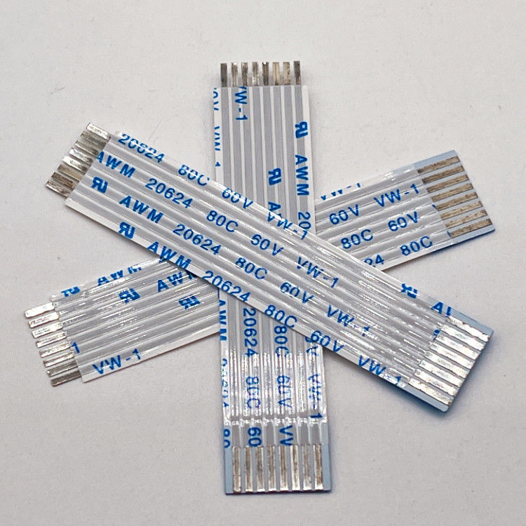 UL20624 1.25mm 8Pin FFC リボンケーブル 80C 60V 100mm リボン柔軟フラットケーブル