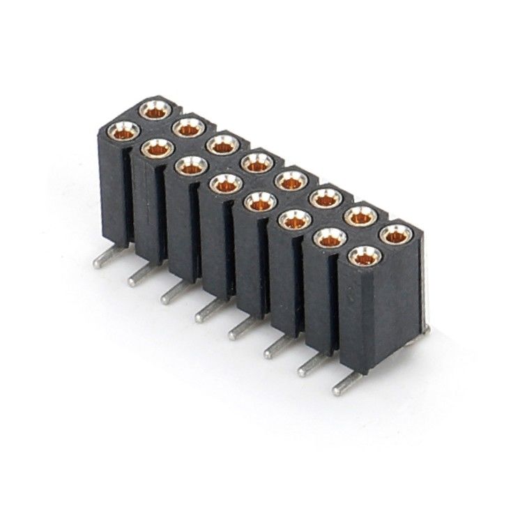 2.54mm 双列H7.0mm SMT PCB 青銅 機械製 丸い 女性 ヘッダーコネクタ PA6T 黒