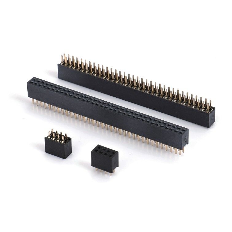 1.0 女性 ヘッダ ディープ ダブル ロー 直 PA6T 黒 2ピン-100ピン 板から板への接続器